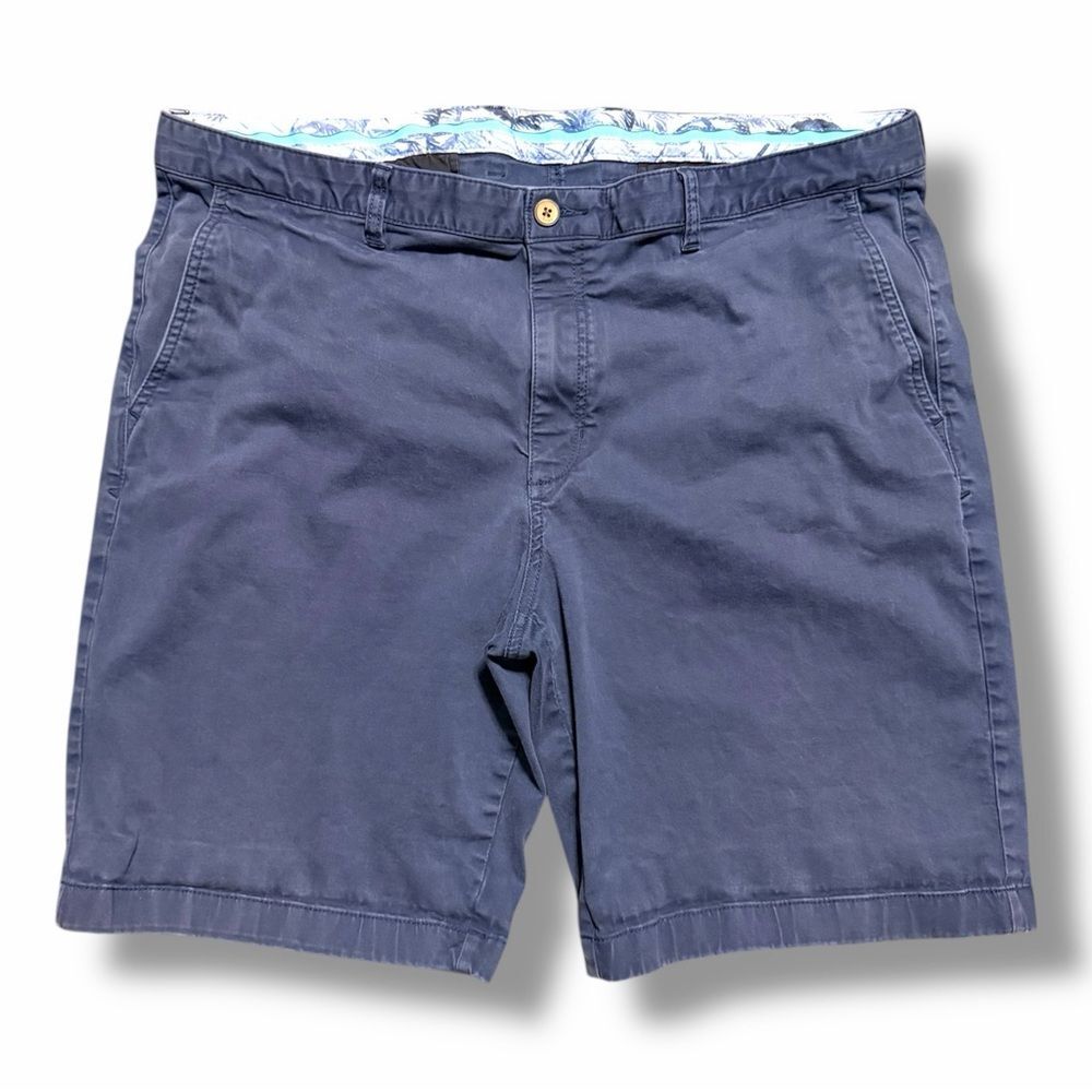 Tommy Bahama Mens Boracay Chino 9" Shorts Size 42 Stretch Navy Flat Front